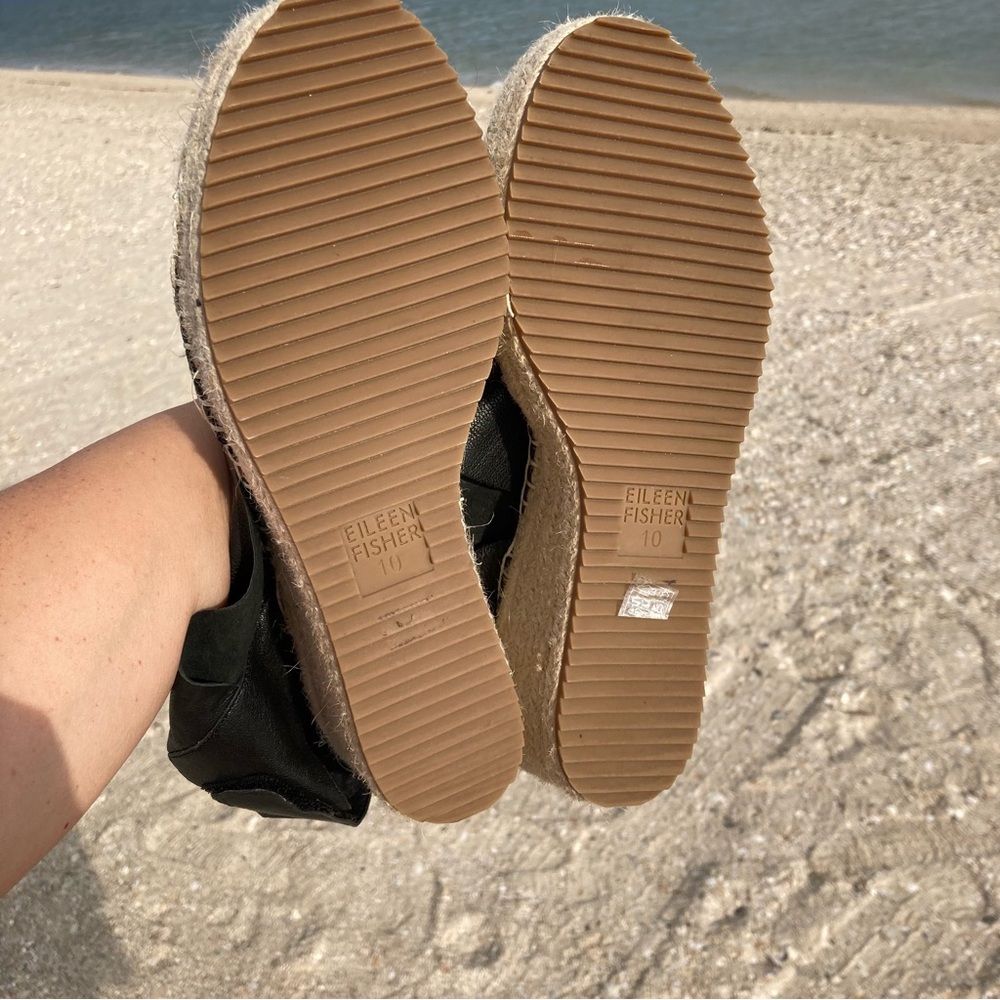 Eileen Fisher Willow Tumbled Leather Wedge Espadrille - Picture 5 of 8
